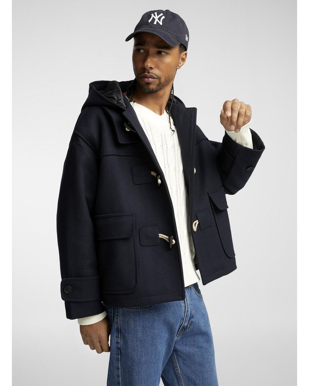 Le 31 Cropped Duffle Coat Imported From Seoul in Blue for