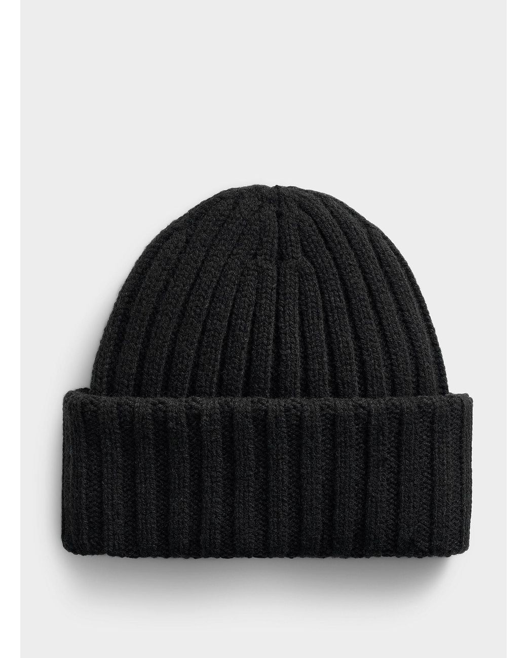 Le 31 Black Ribbed Wool Tuque for men