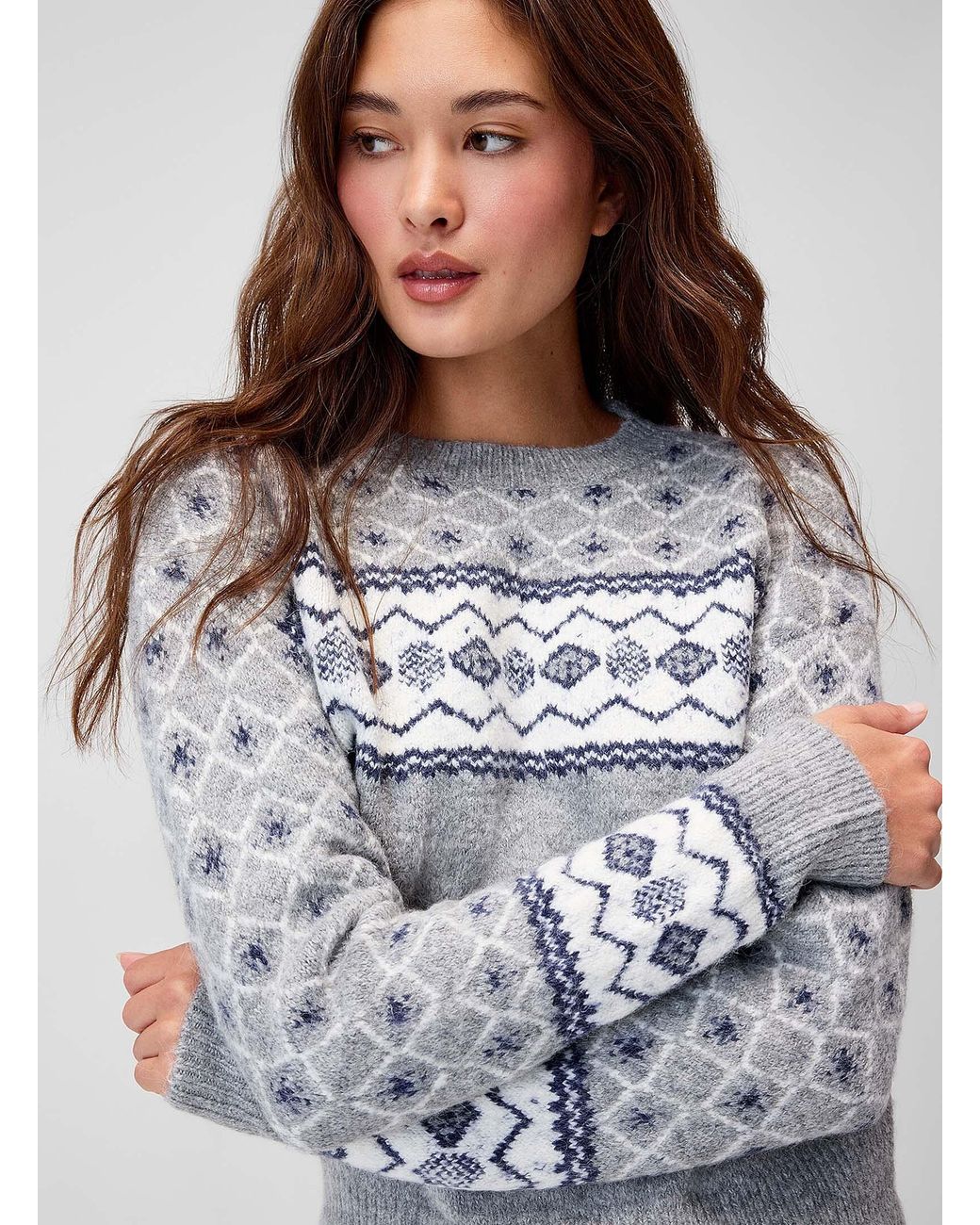 Twik Gray Patterned Plush Sweater
