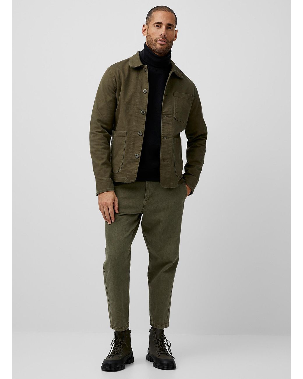Jack & Jones Stretch Cotton Chore Jacket in Green for Men | Lyst Canada