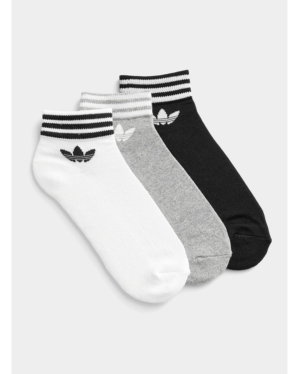 adidas Originals Cotton Trefoil Athletic Ped Socks Set Of 3 in White | Lyst