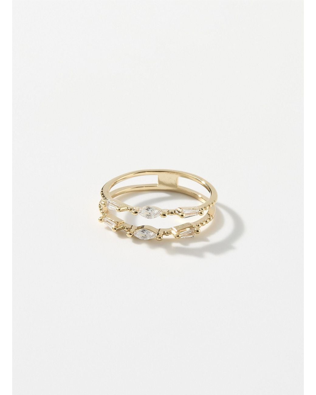 Simon's White Small Stone Openwork Ring