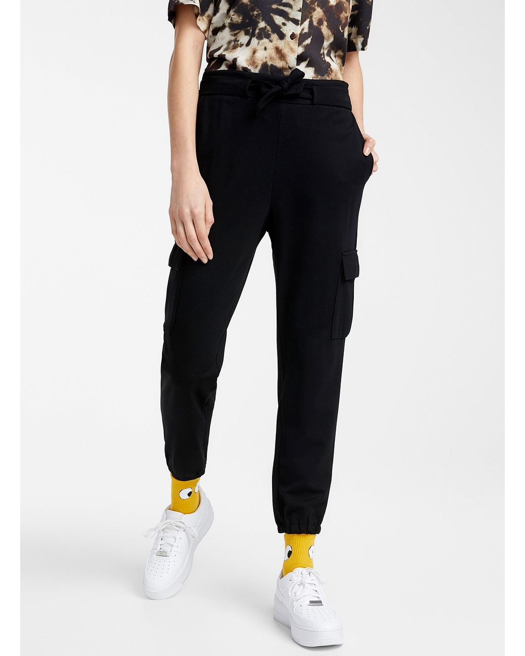black joggers with belt loops