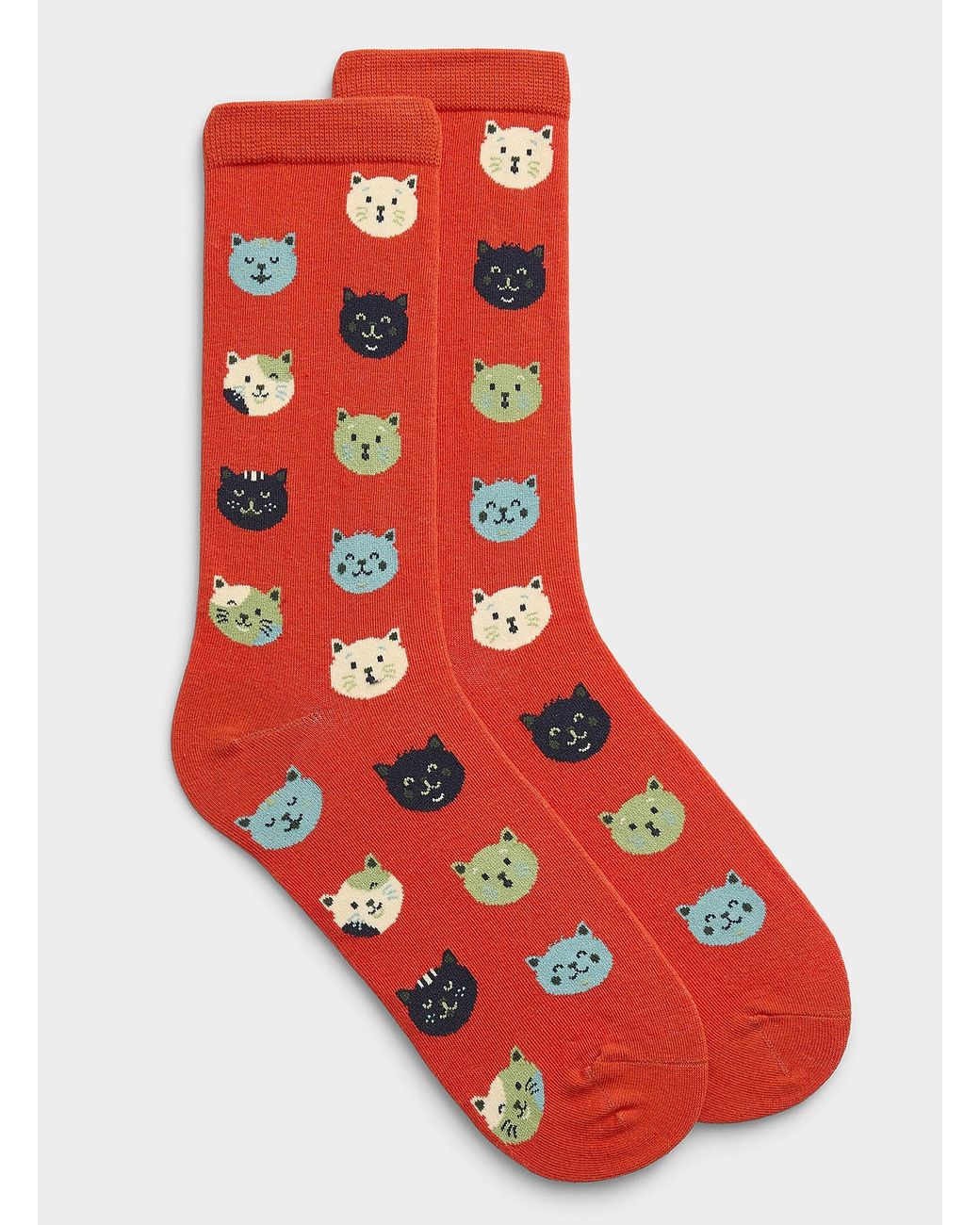 Simon's Red Expressive Cat Socks