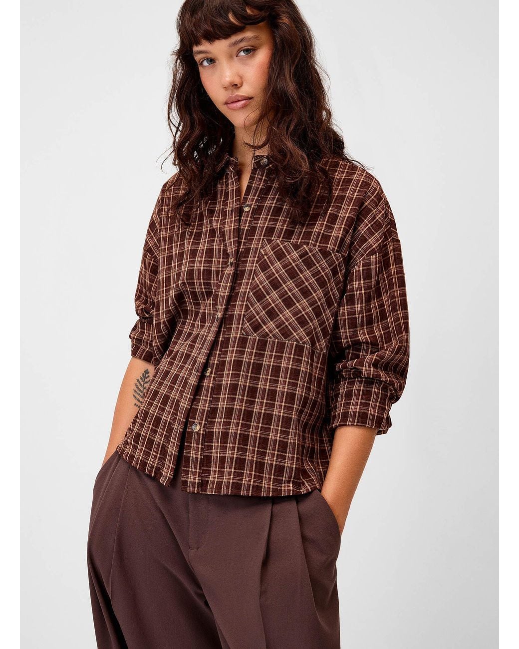 Twik Brown Checkered Boxy
