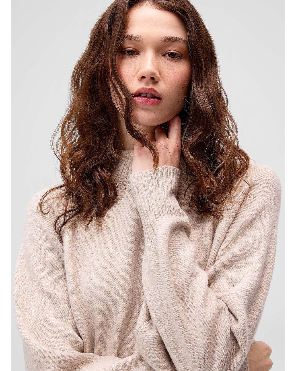 ONLY Natural Loose Knit Mock
