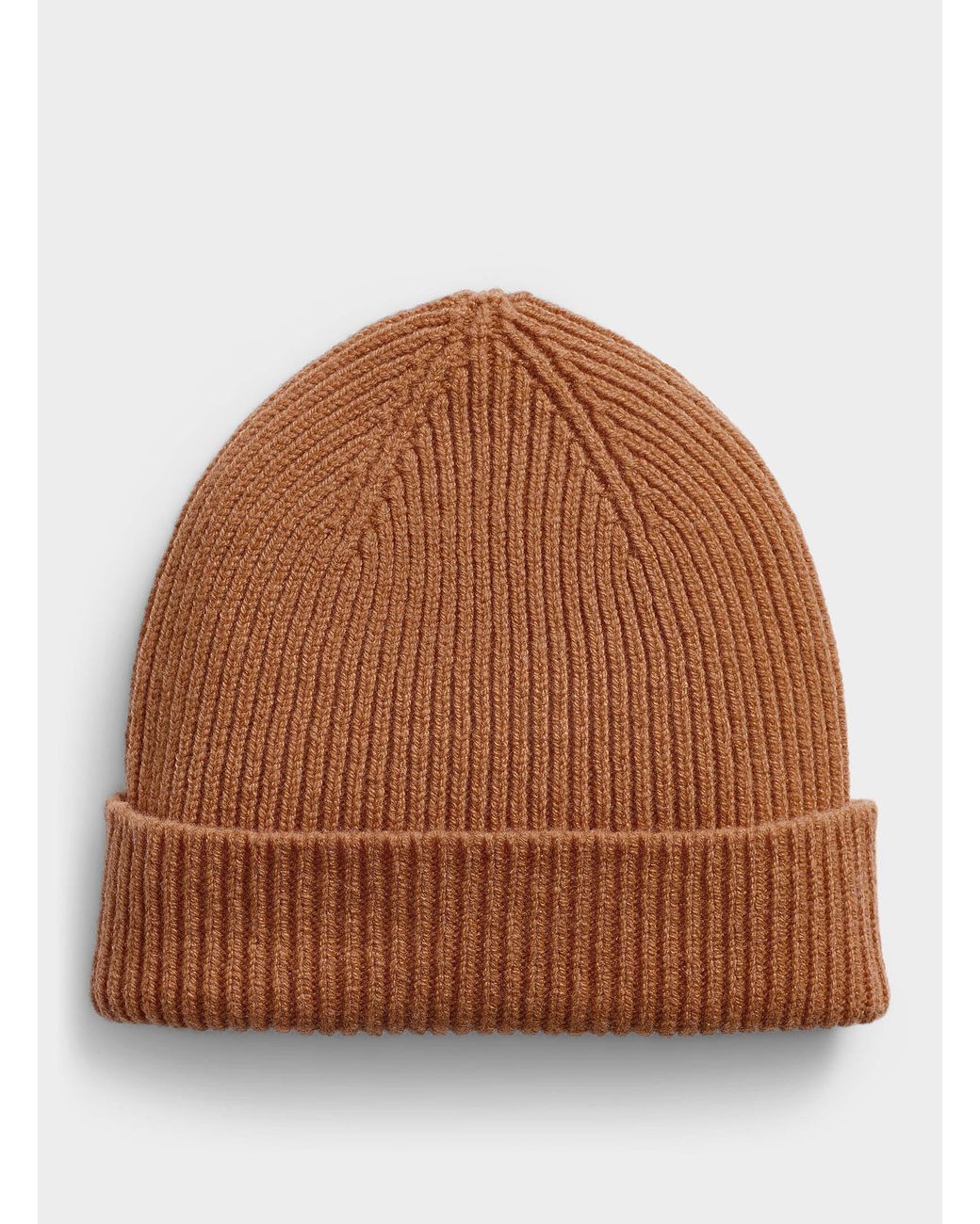 Robert Mackie Brown Pure Wool Ribbed Cuff Tuque