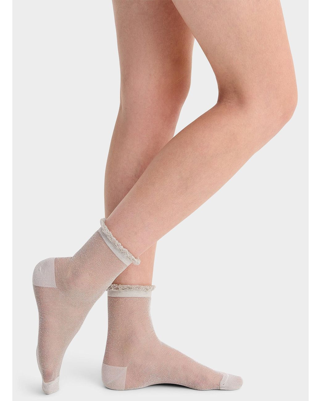 Simon's Natural Sequin Sheer Ankle Socks
