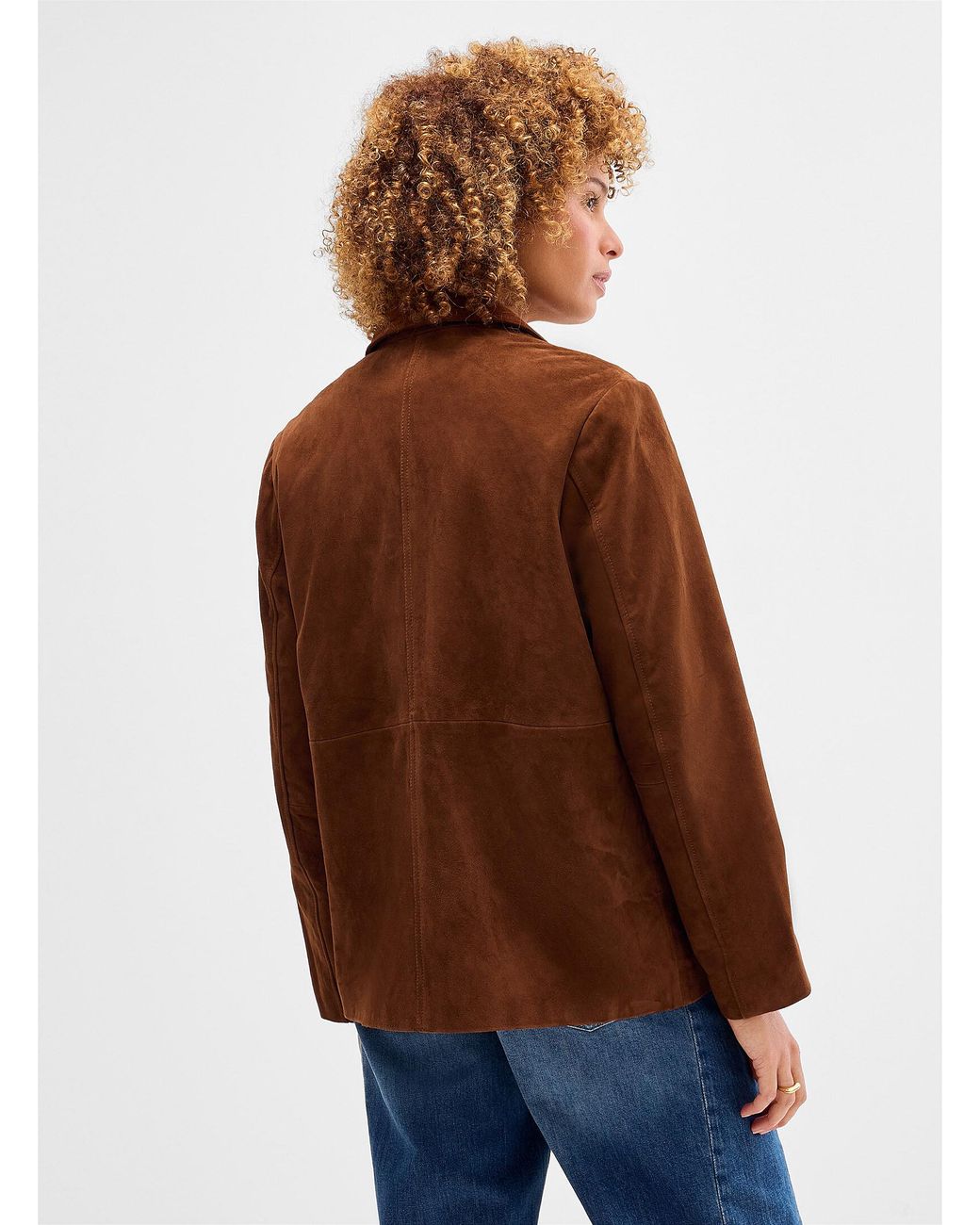 Simon's Brown Marta Notch Lapel Suede Jacket