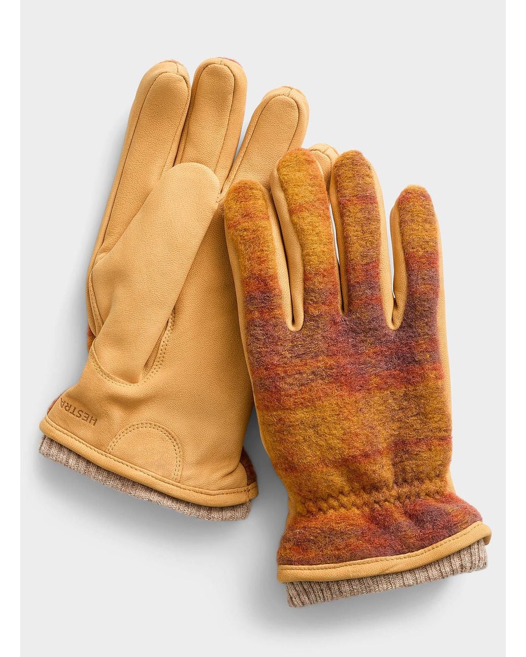 Hestra Orange Colourful Wool Gloves for men