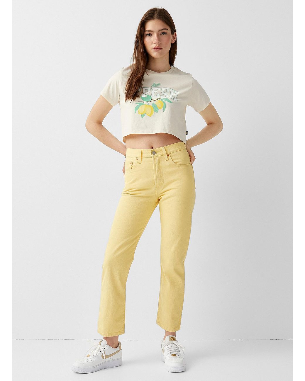 Levi's Coloured Cropped Original 501 Jean in Yellow | Lyst Canada