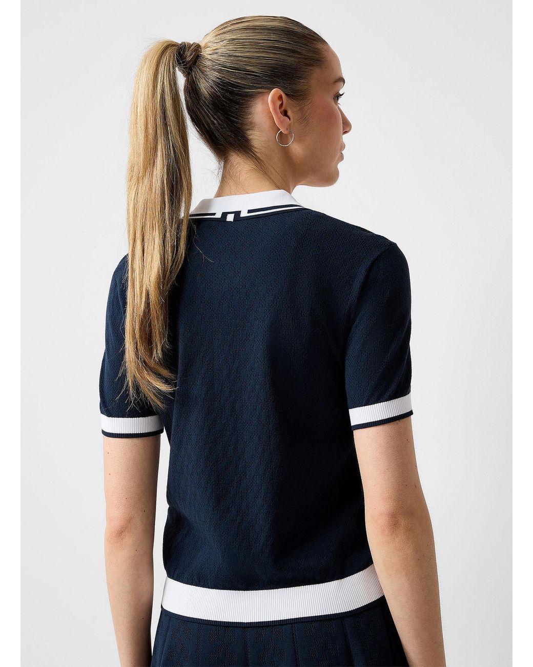 J.Lindeberg Blue Polly Pointelle Golf Polo
