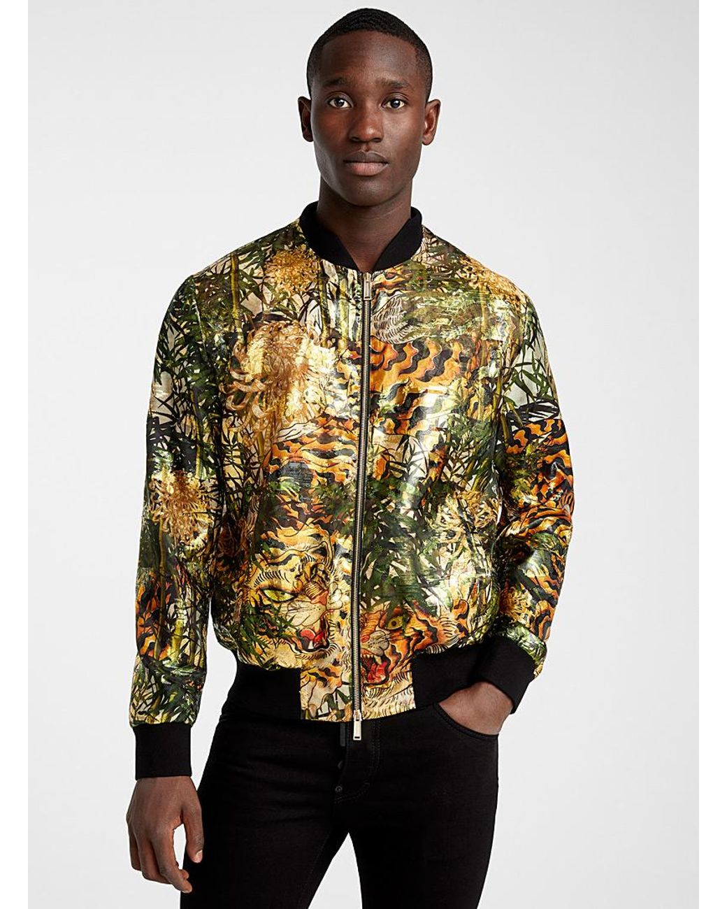 DSquared² Tiger Bamboo Lamé Bomber in Natural for Men | Lyst Canada