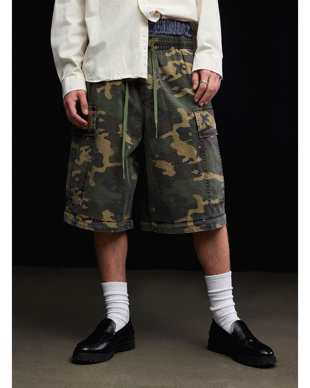 Djab Black Camo Ripstop Convertible Cargo Pant Baggy Fit Imported From Seoul for men