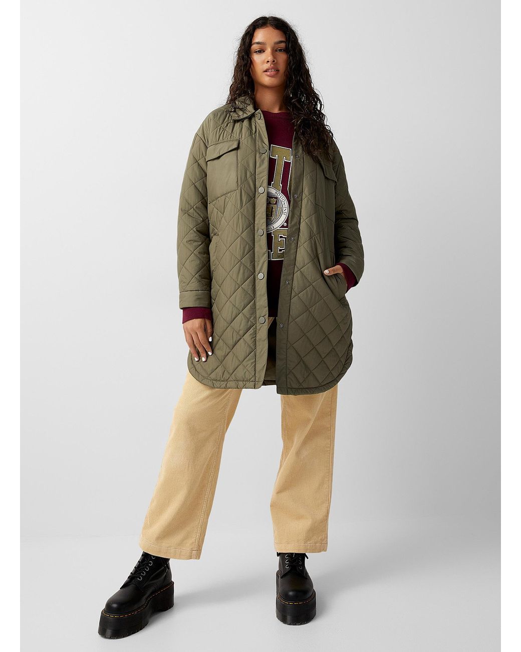 Lyst | Long in Jacket ONLY Green Tanzia Quilted