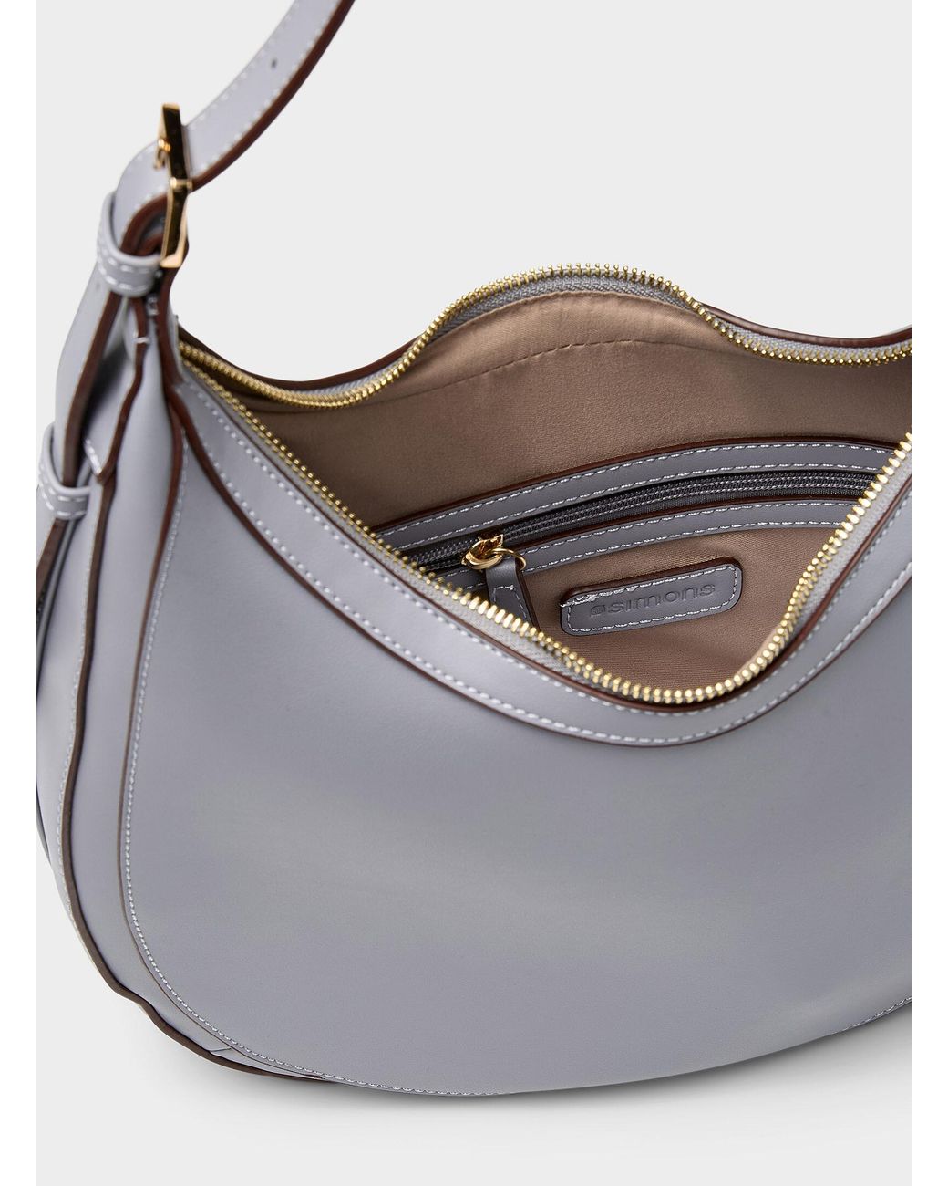 Simon's Gray Solid Rounded Hobo Bag