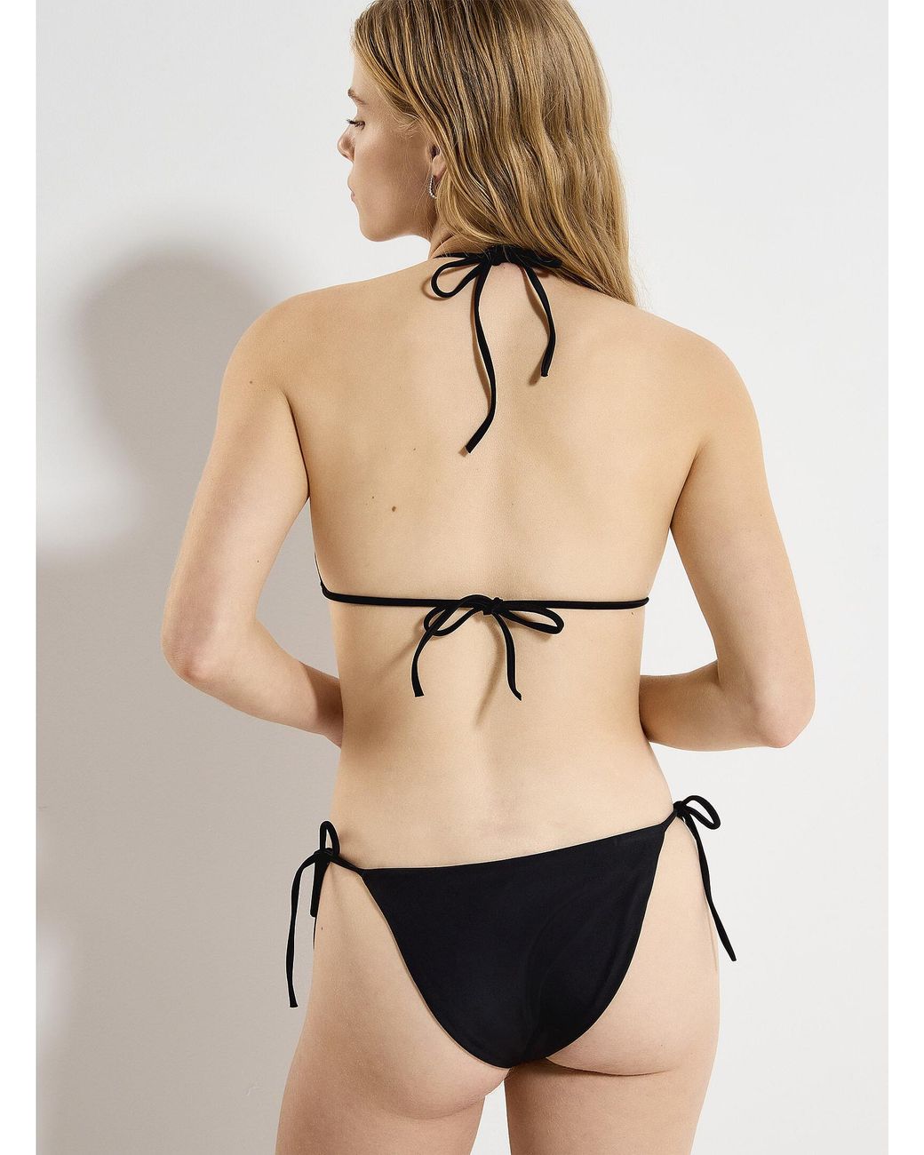 Simon's Black Halter String Triangle Bra