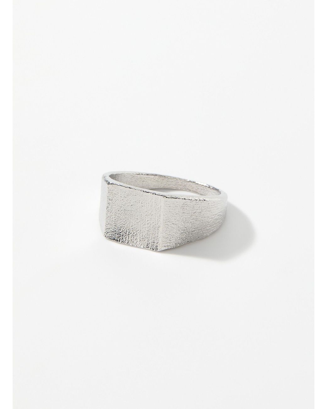 FIVE STUDIOS White Subtle Texture Signet Ring for men