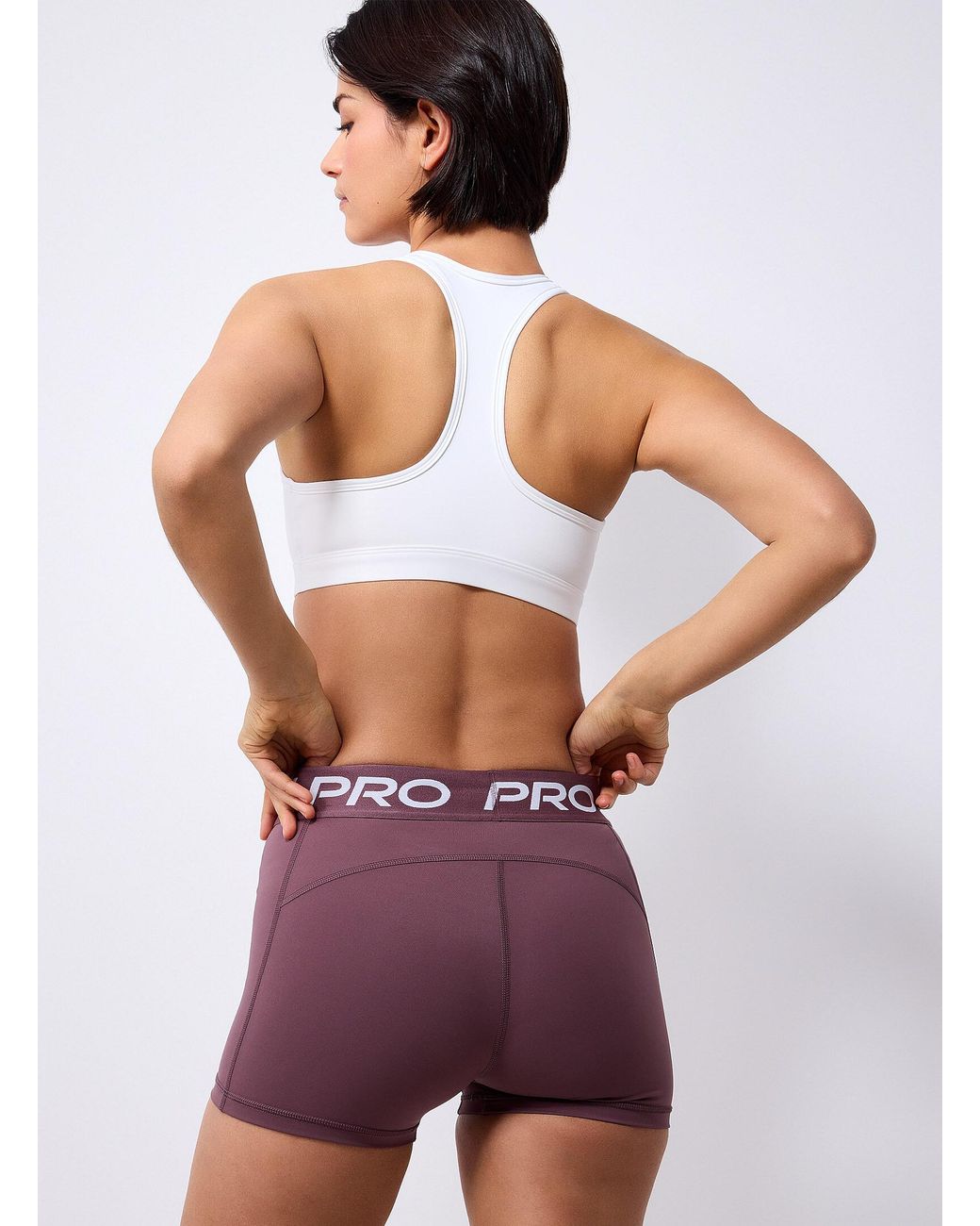 Nike Brown Pro Logo Waist Compression Biker Short 3" Length