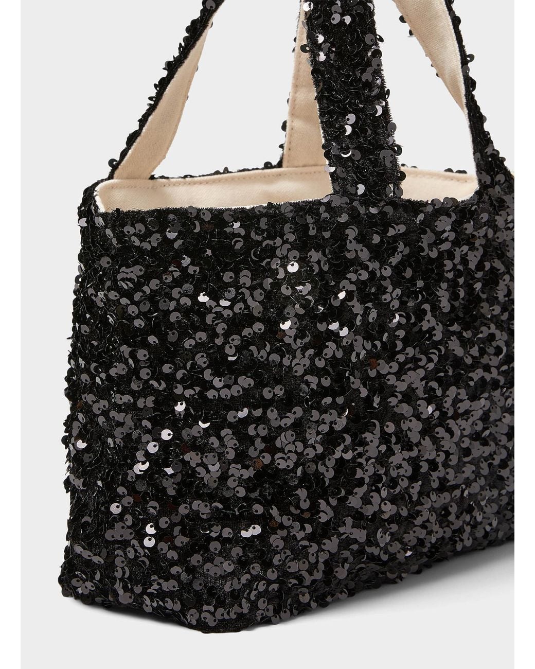 Simon's Black Small Sequined Tote Bag
