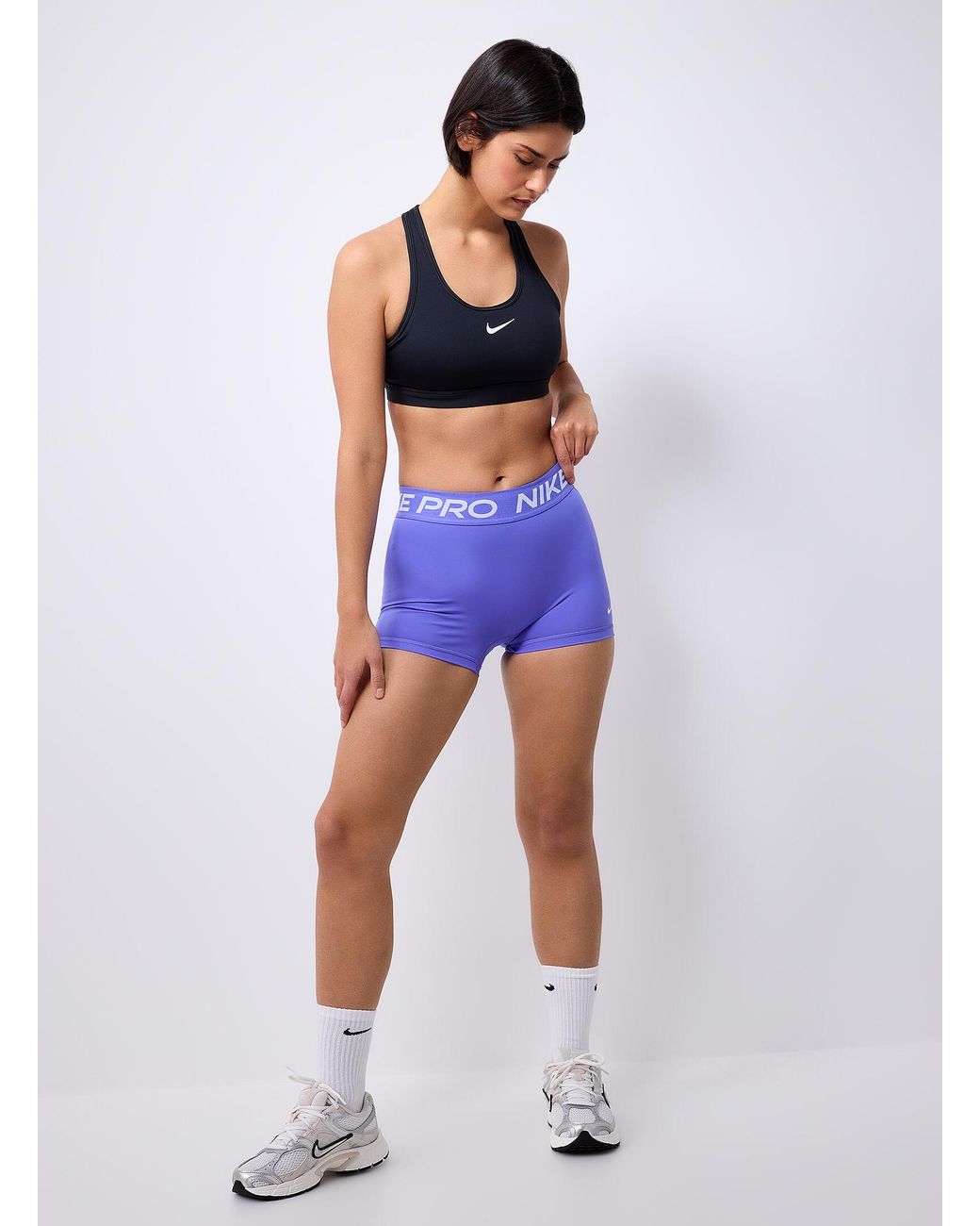 Nike Blue Pro Logo Waist Compression Biker Short 3" Length