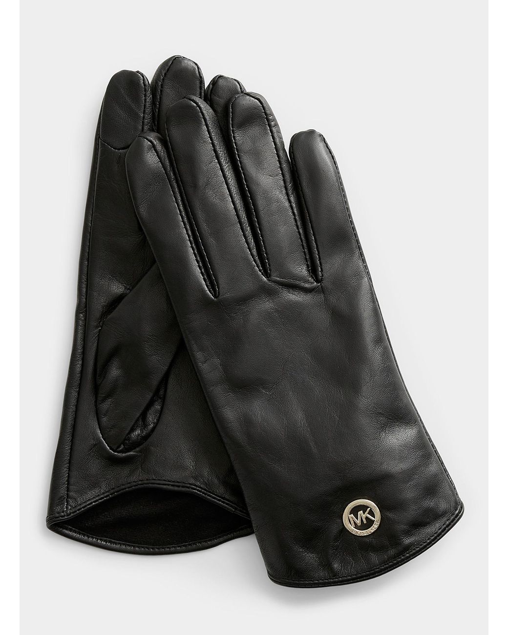 Michael Kors Golden Monogram Leather Gloves in Black Lyst