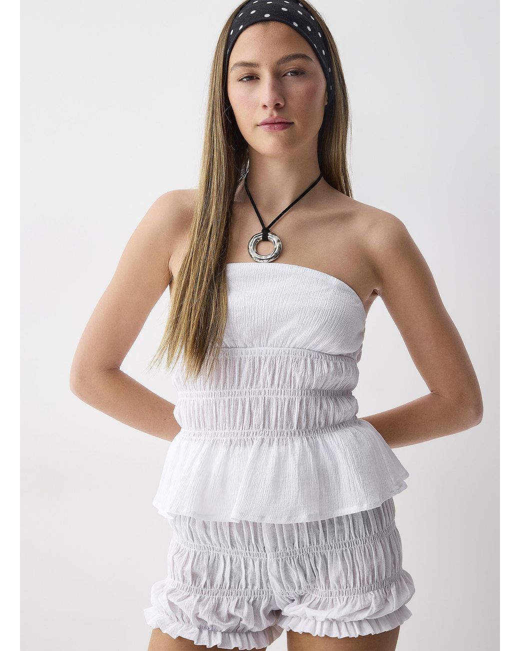 Twik White Carrie Smocked Tube Top