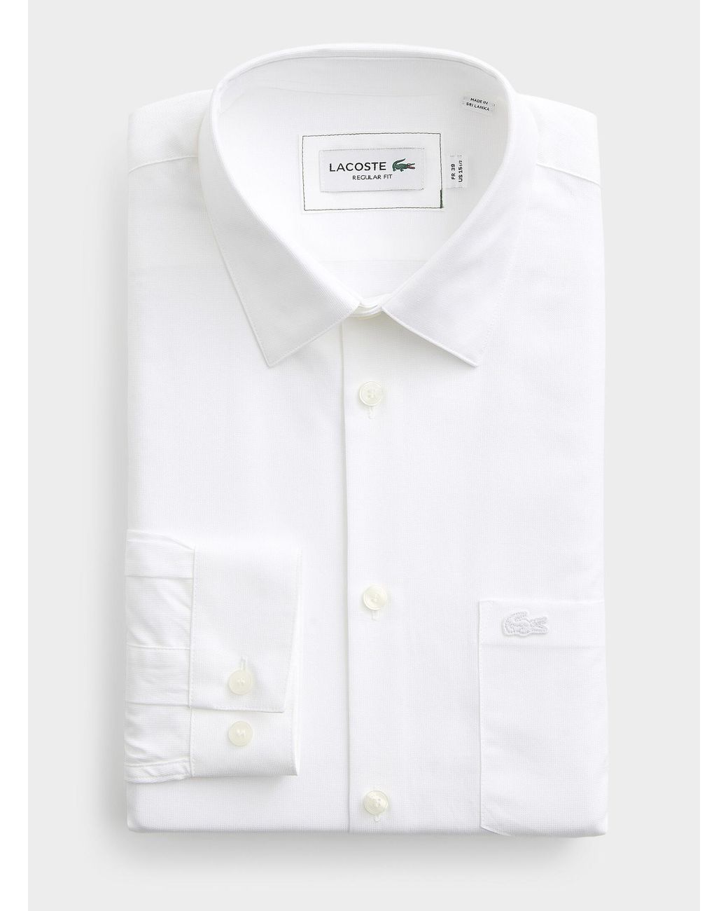 Lacoste White Dobby Shirt Regular Fit for men