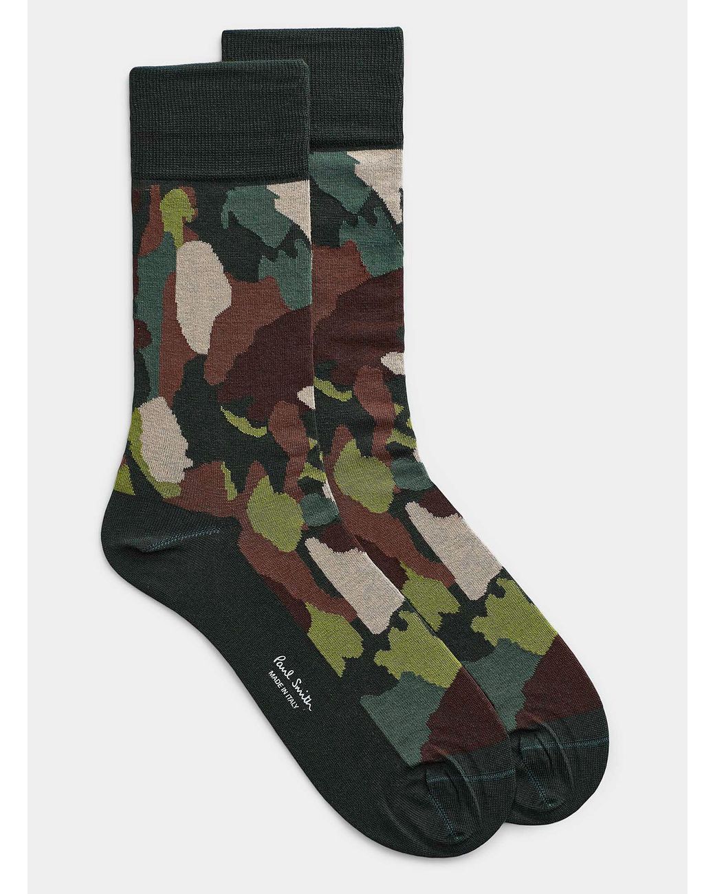 Army green Men Camo Socks Fashion Patterned Crew Socks Comfort Cotton Socks 