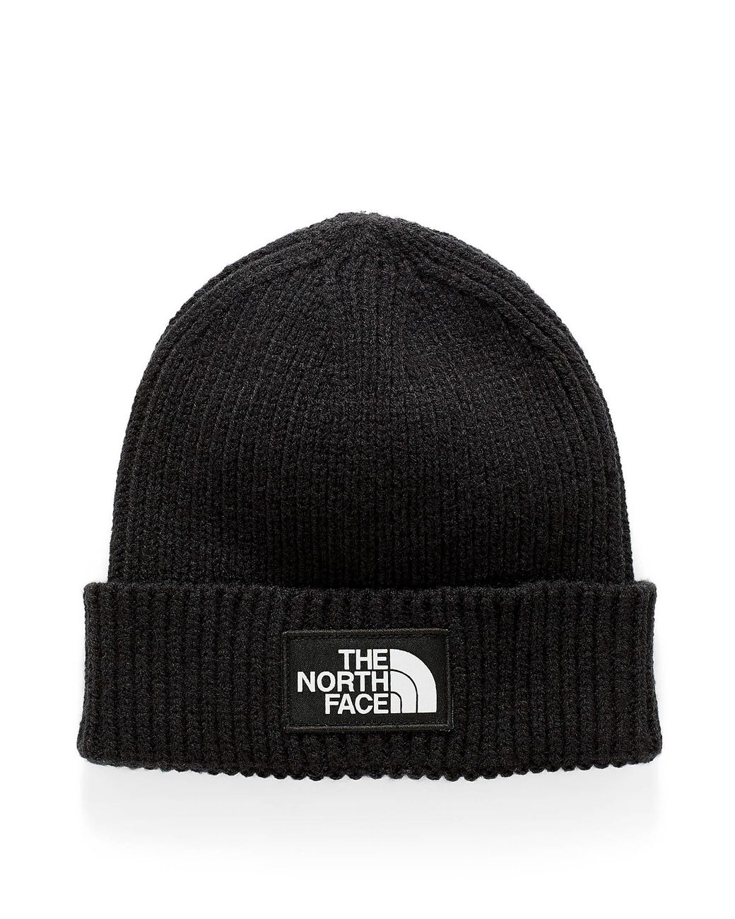 The North Face Synthetic Ribbed Knit Logo Tuque in Black - Lyst