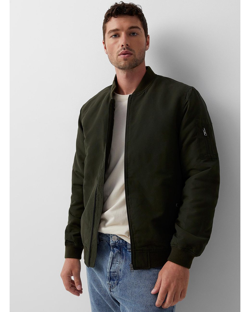 Only & Sons Matte Bomber Jacket in Green for Men | Lyst