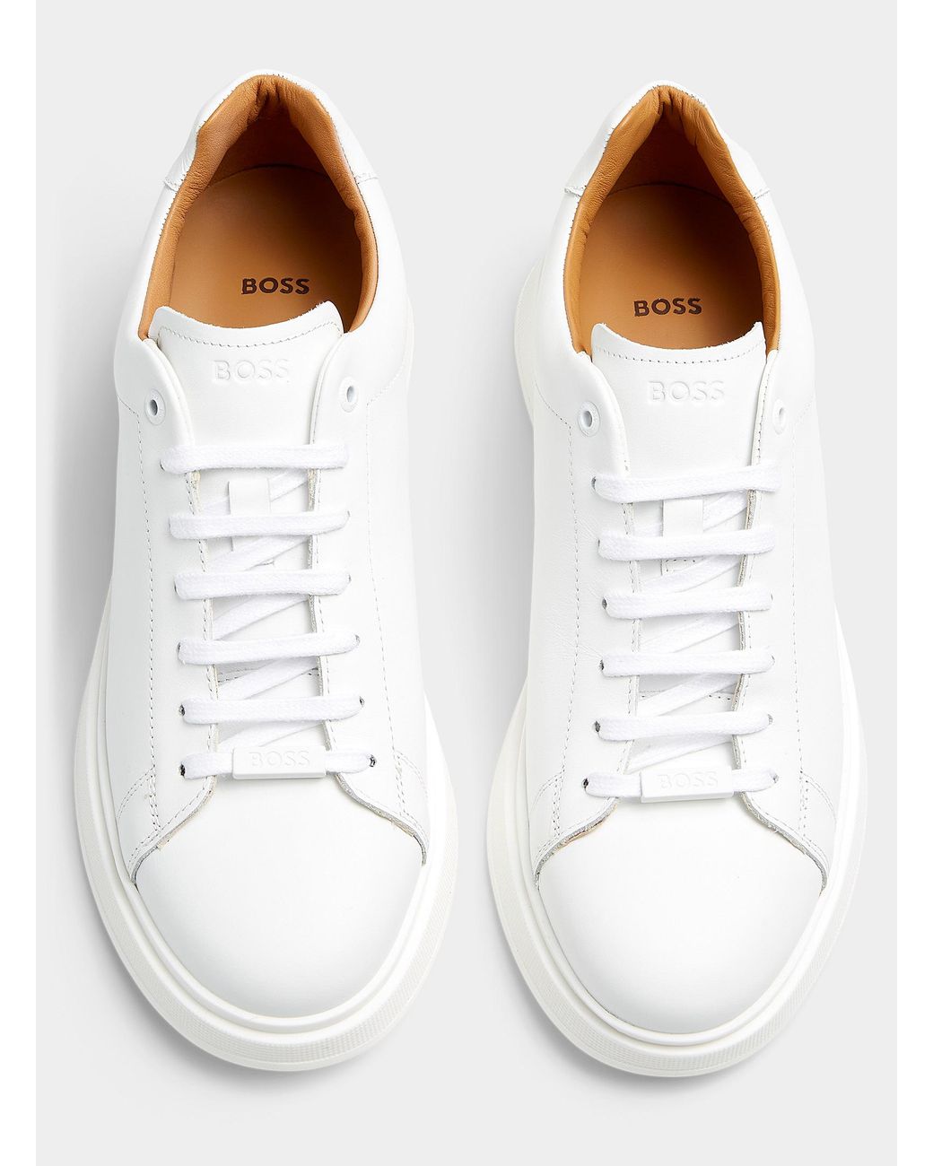 BOSS by HUGO Sleek Leather Sneaker Men in White for Men | Lyst