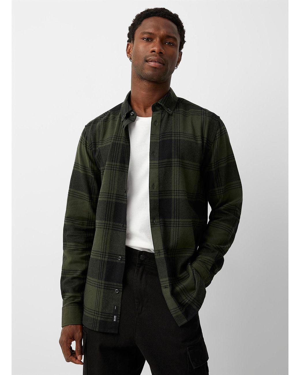 Only & Sons Urban Check Flannel Shirt Slim Fit in Green for Men | Lyst