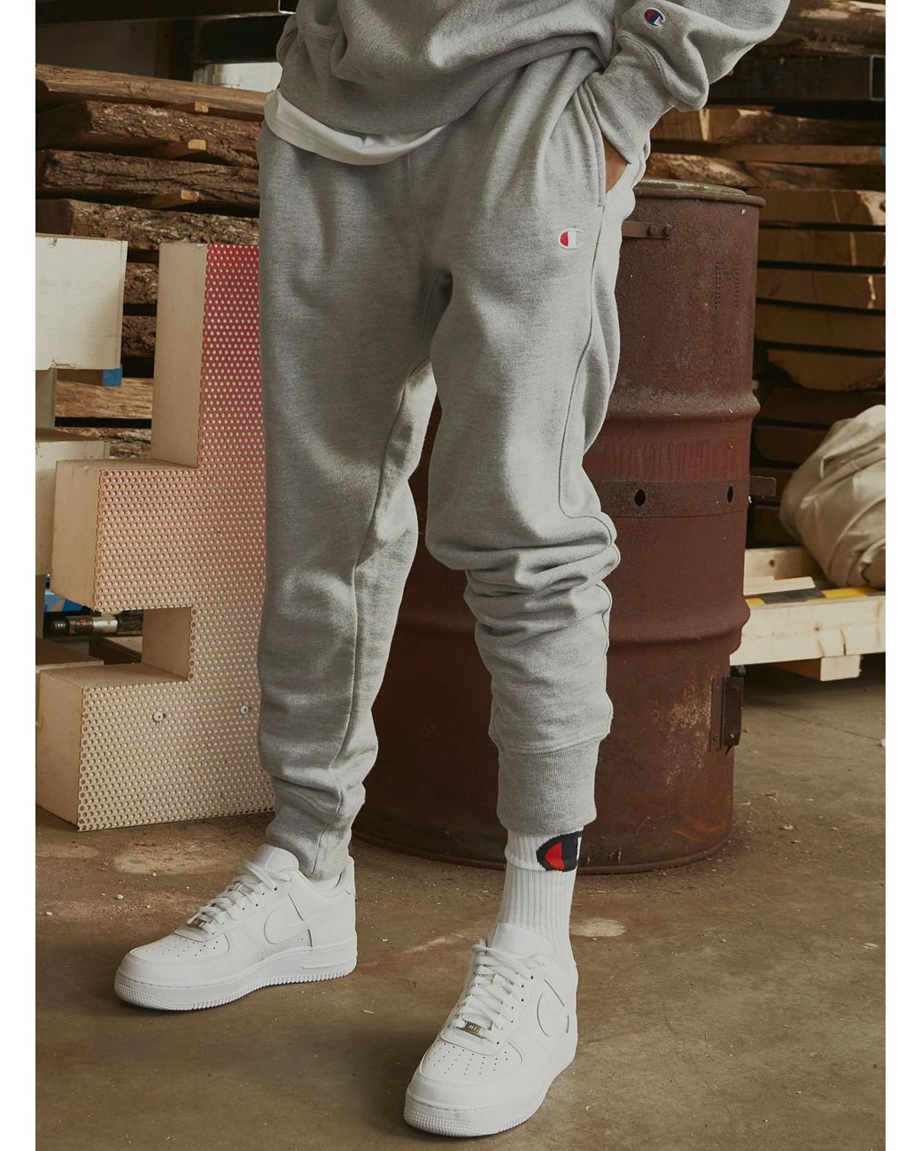 Champion Reverse Weave joggers in Gray for Men Lyst
