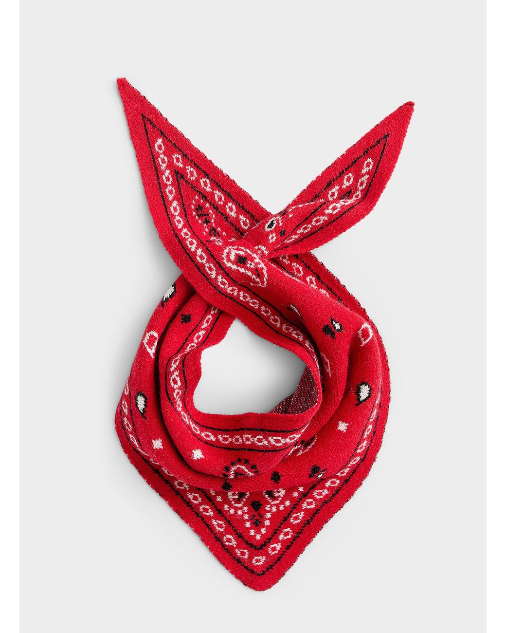 Simon's Red Paisley Jacquard Triangular Scarf