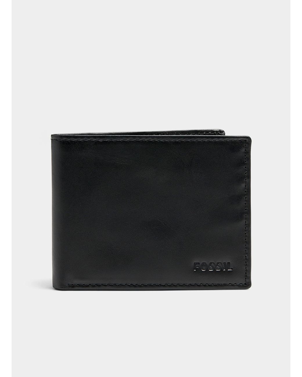 Fossil Black Derrick Leather Wallet for men