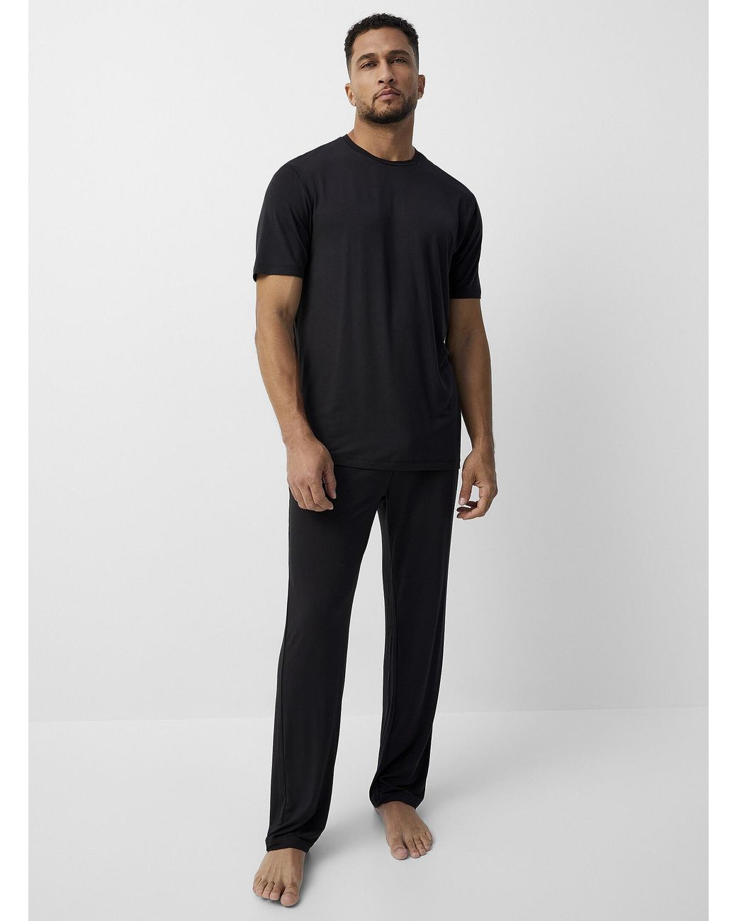 Le 31 Black Fluid Tm Modal Pyjama Pant for men