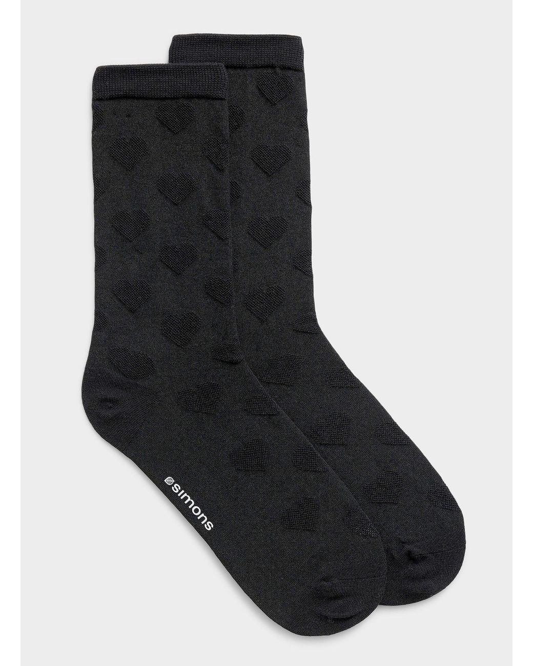 Simon's Black Embossed Heart Socks