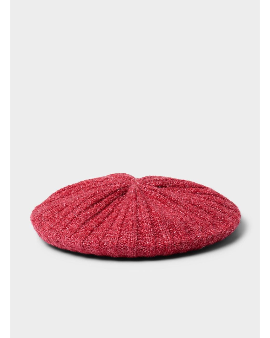 Simon's Red Recycled Polyester Knit Beret