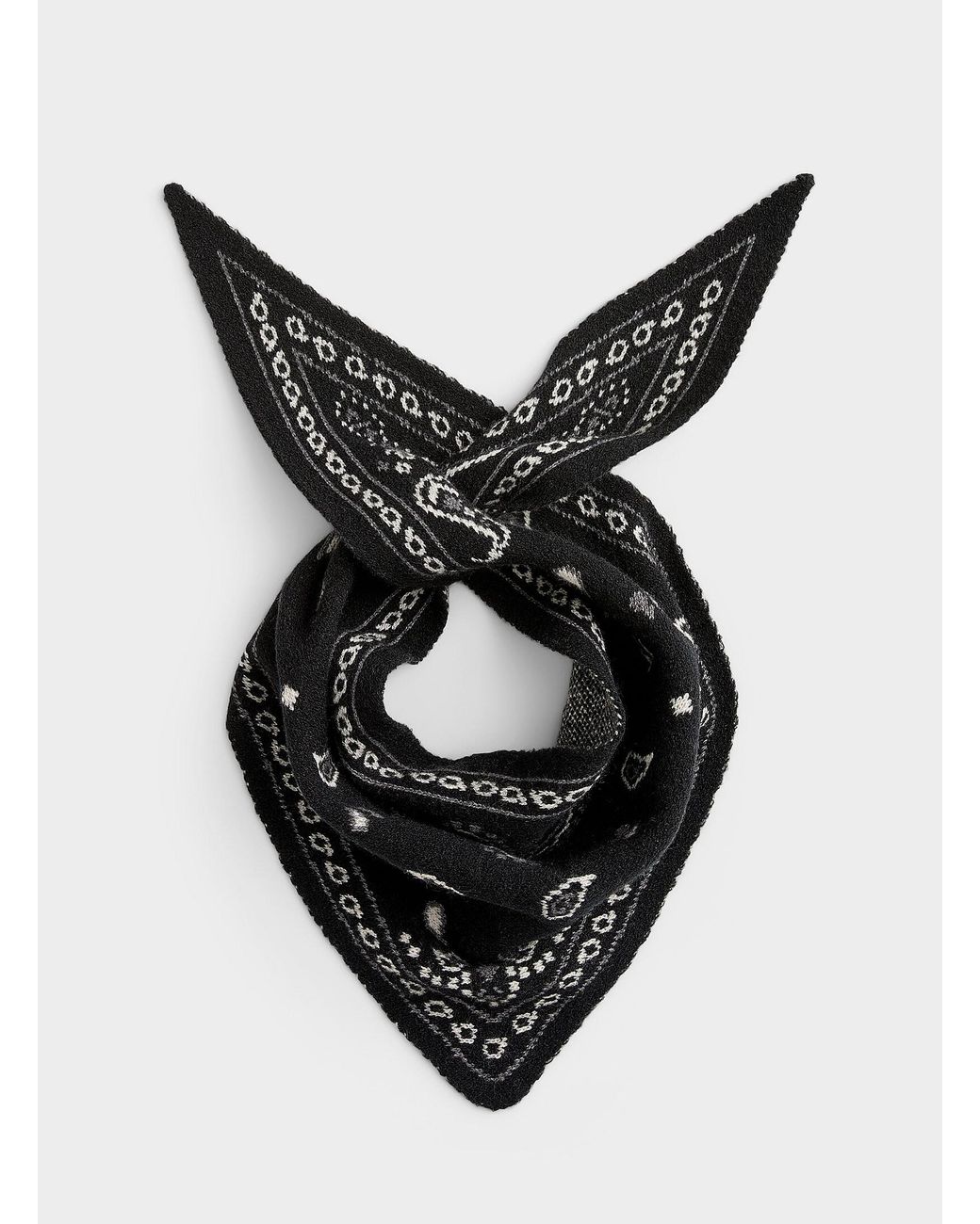 Simon's Black Paisley Jacquard Triangular Scarf