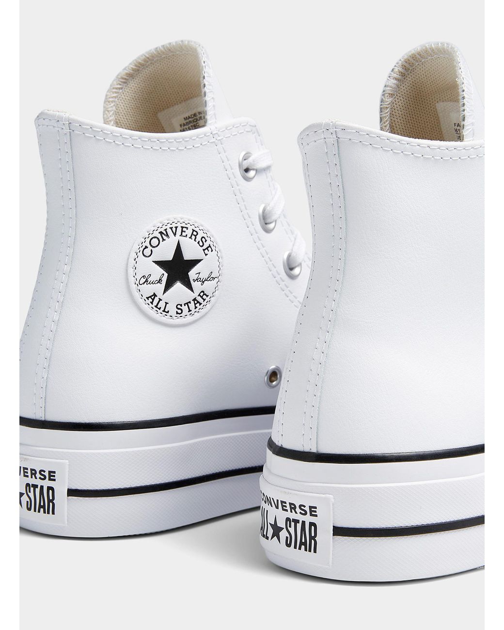 Converse Chuck Taylor All Star High Top White Leather Platform Sneaker  Women | Lyst