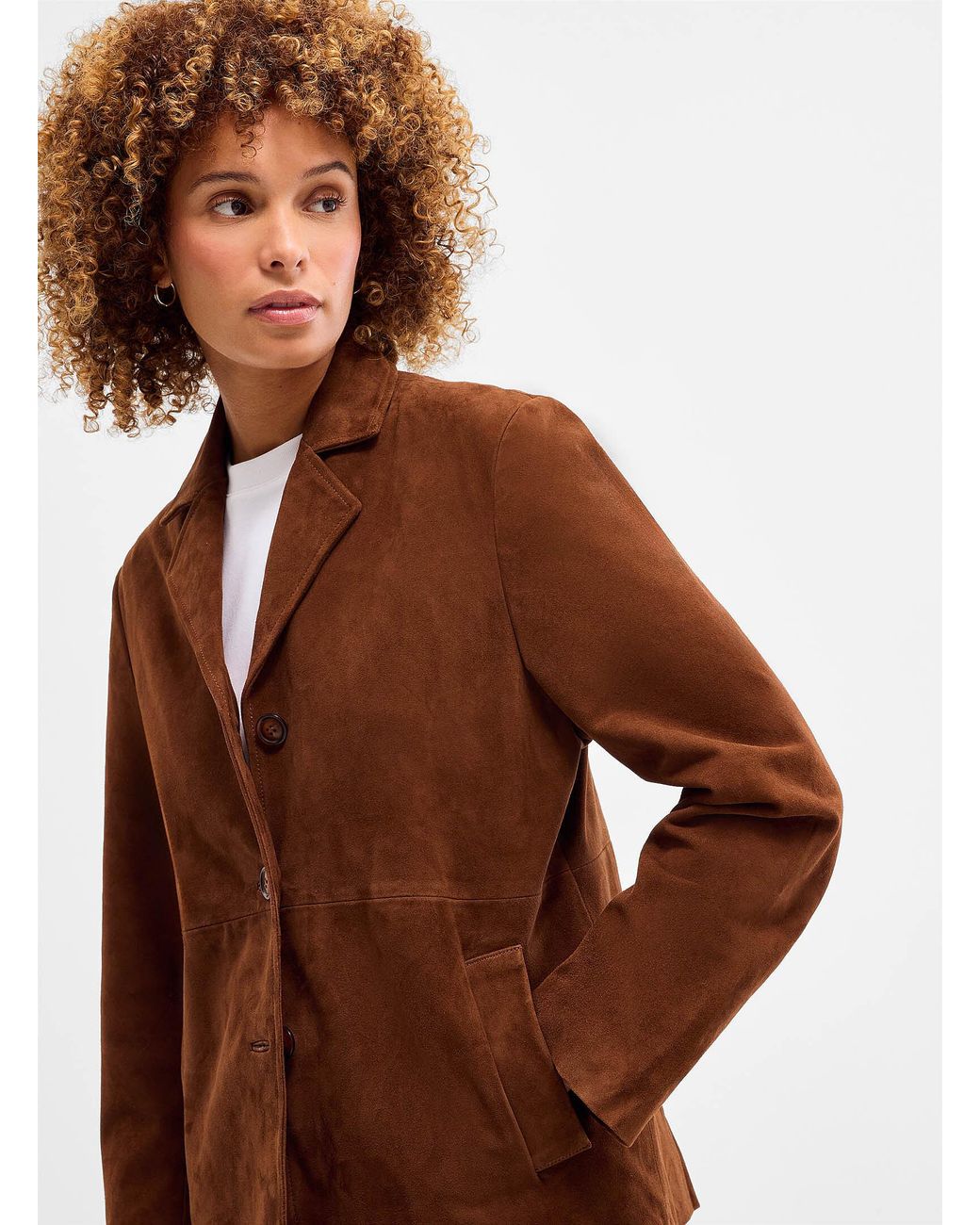 Simon's Brown Marta Notch Lapel Suede Jacket