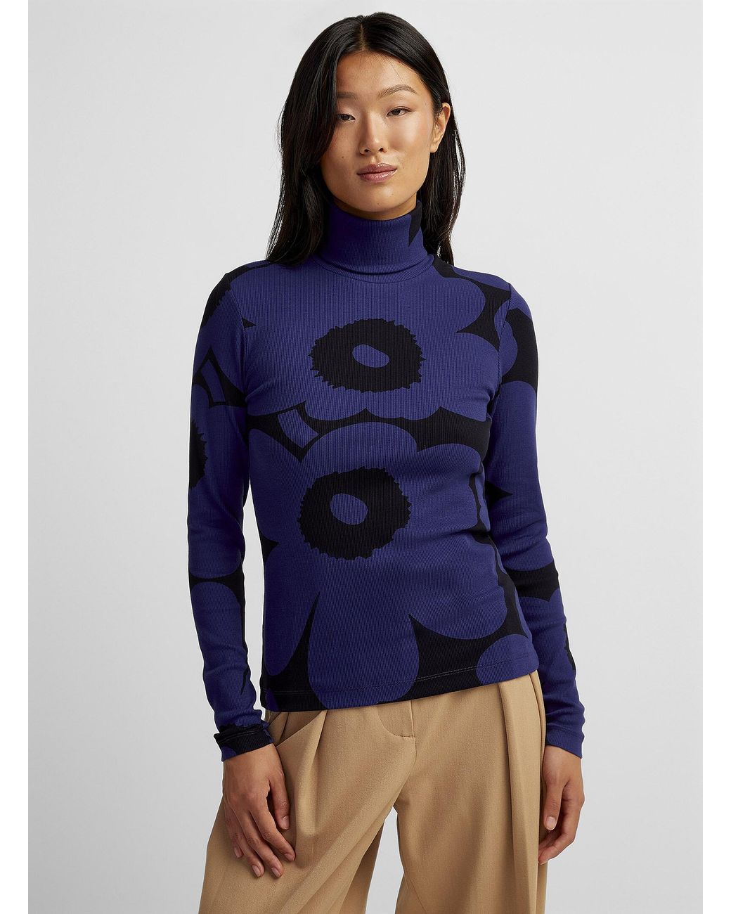 Marimekko Emali Unikko Turtleneck Sweater in Blue | Lyst
