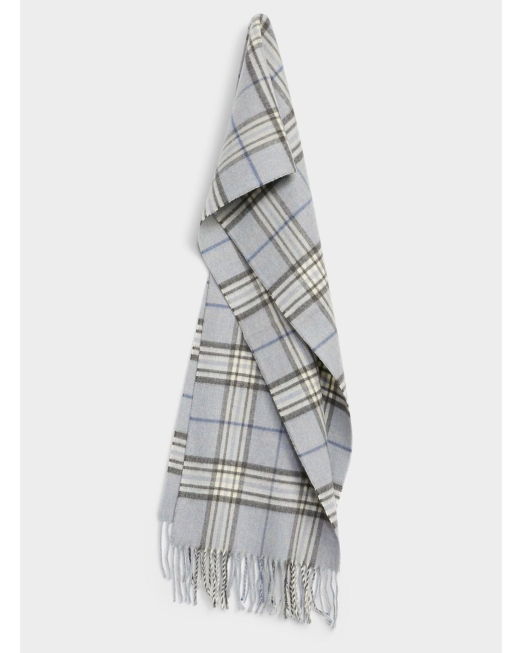 Simon's White Sophisticated Check Scarf