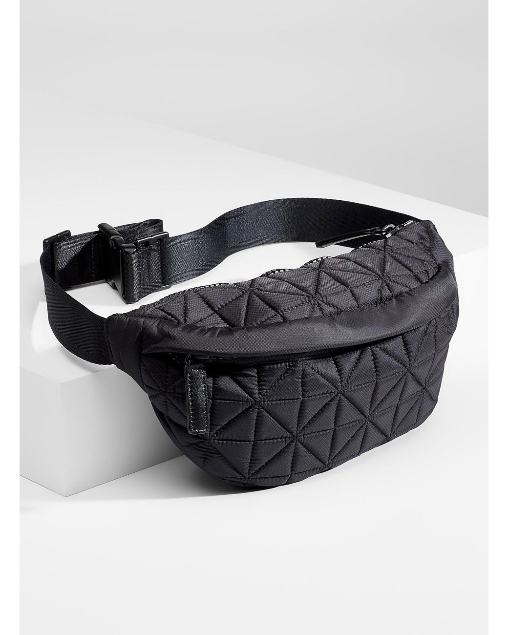 black quilted belt bag