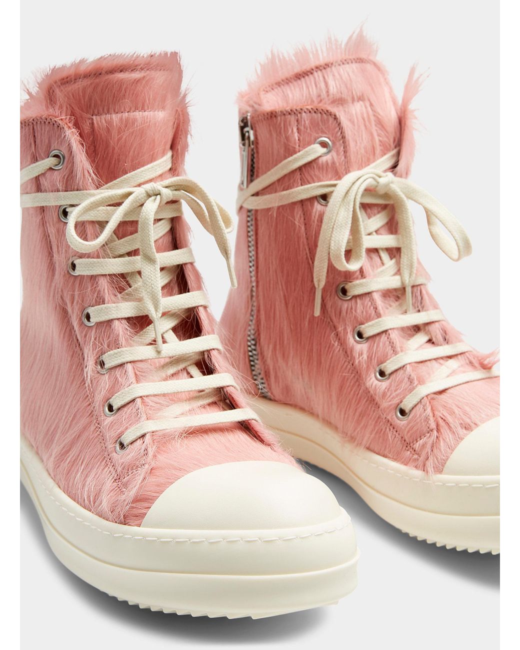 Rick Owens Strobe Hairy High Sneakers Men in Pink for Men | Lyst