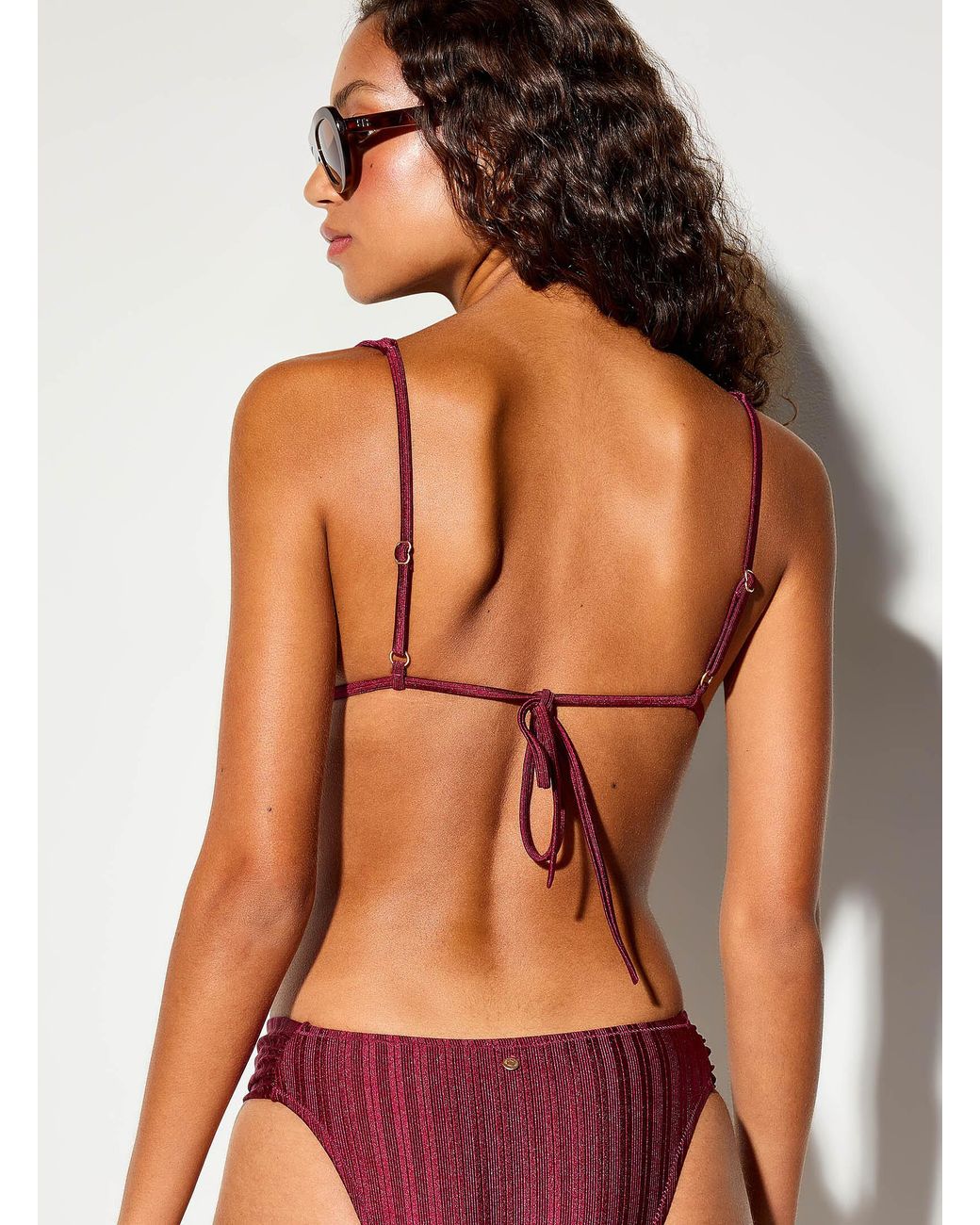 Rhythm White Pacific Raspberry Shiny Ribbed Triangle Top