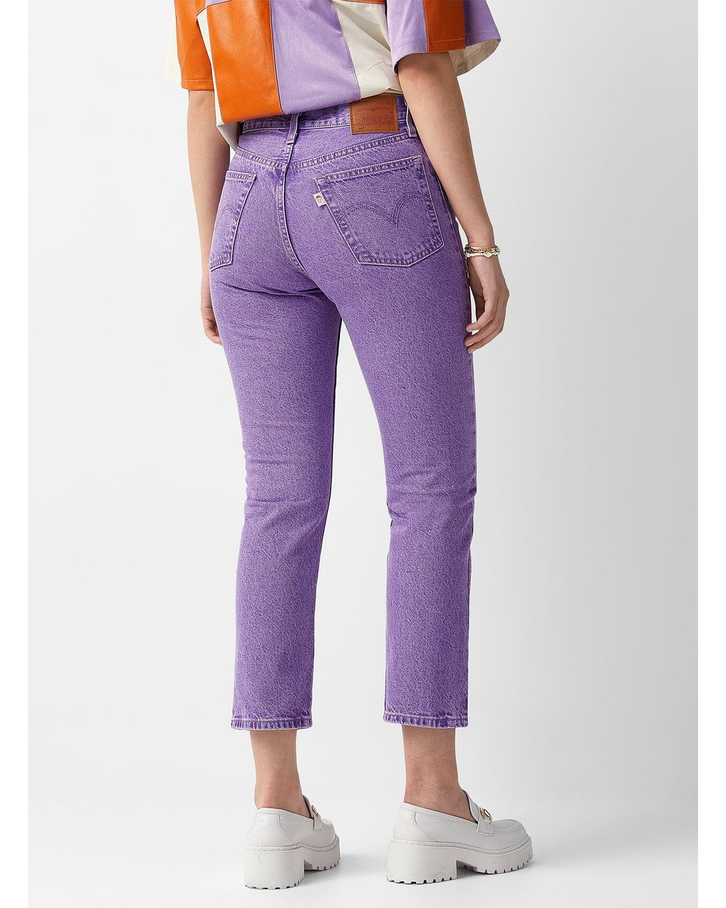 Levi's Coloured Cropped Original 501 Jean in Purple | Lyst