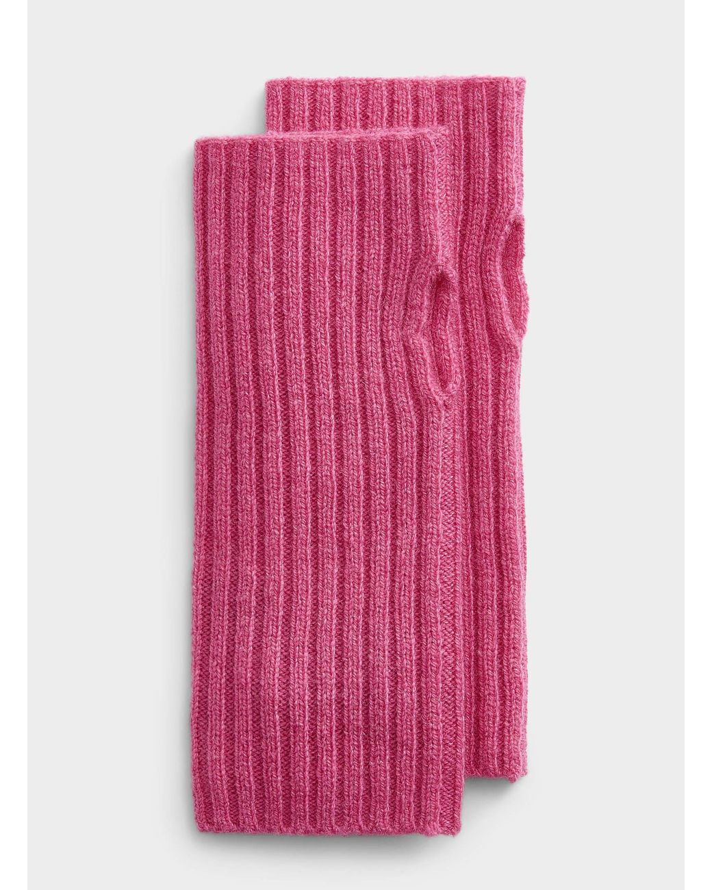 Simon's Pink Pure Wool Solid Wrist Warmers