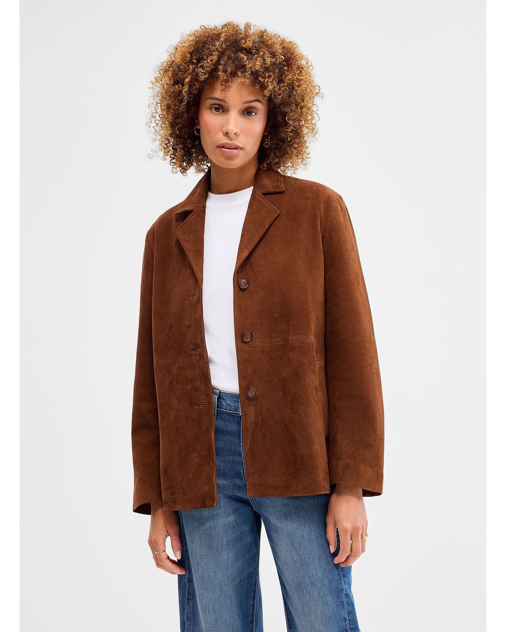 Simon's Brown Marta Notch Lapel Suede Jacket